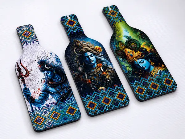 Anayat Divine Shiva Krishna Wooden Wall Hanging Set - Image 3