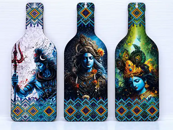 Anayat Divine Shiva Krishna Wooden Wall Hanging Set - Image 5