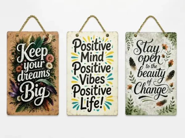 Anayat Inspirational Quotes Wooden Wall Hanging Decor Set (Set of 3)