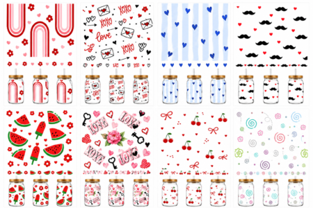 Anayat DIY Transfer Stickers for Glass Jars – 8 Sheets Love & Modern Decorative Rub-On Decals