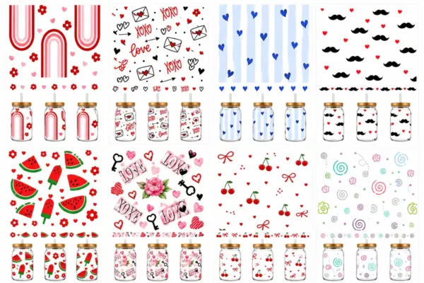 Anayat DIY Transfer Stickers for Glass Jars – 8 Sheets Love & Modern Decorative Rub-On Decals