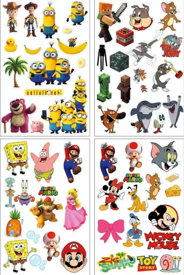Anayat DIY Transfer Stickers for Glass Jars – 8 Sheets Kids Cartoon Decorative Rub-On Decals