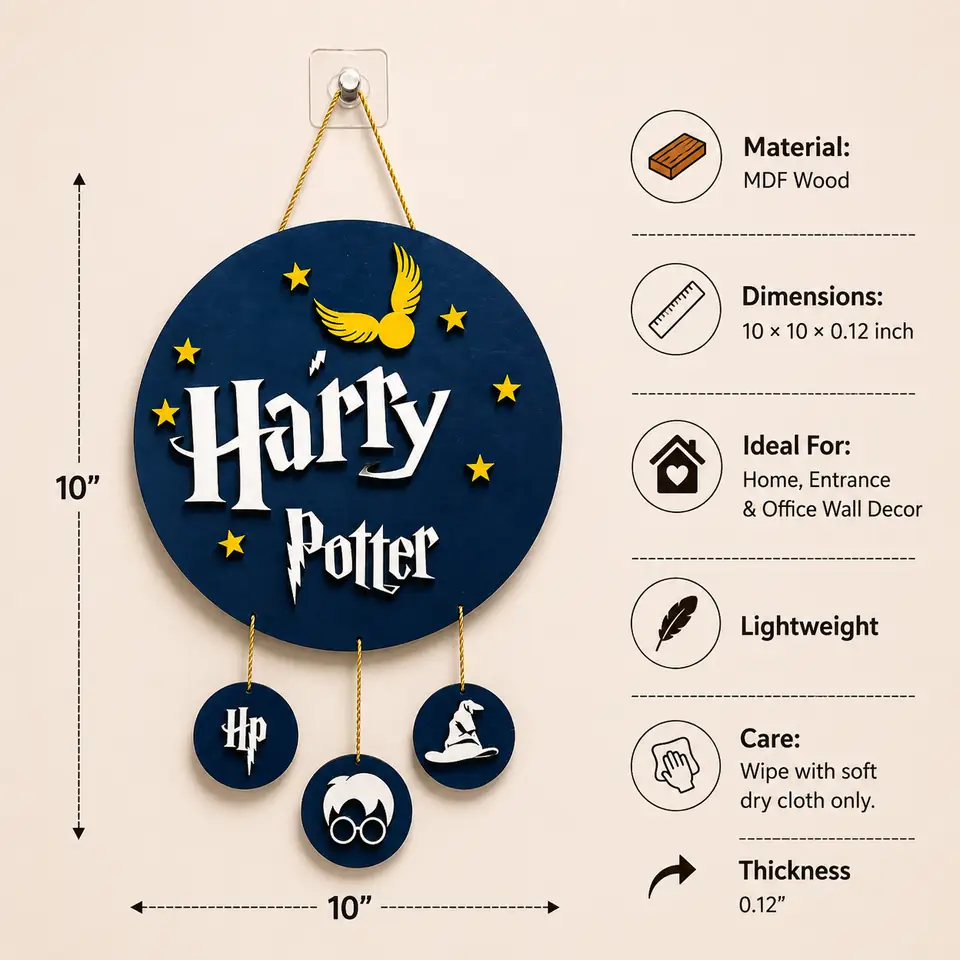 Anayat Harry Potter Inspired Wooden Hanging Wall Decor - Image 2