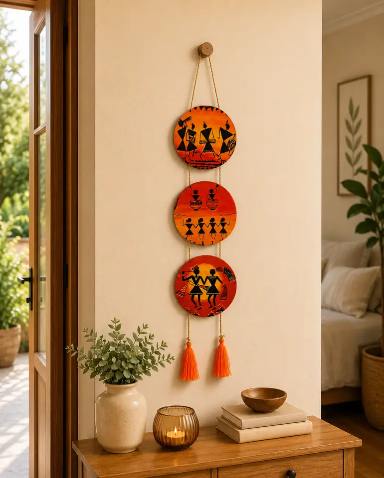 Anayat Warli Art Wooden Hanging Wall Decor - Image 3