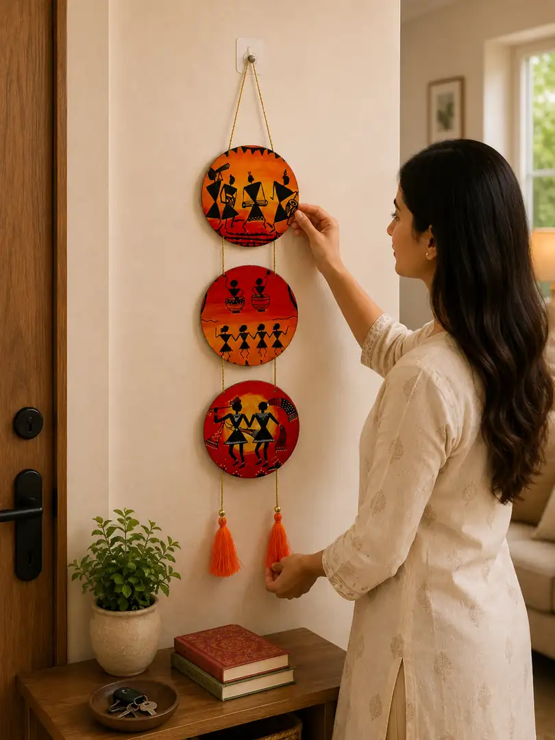 Anayat Warli Art Wooden Hanging Wall Decor - Image 4