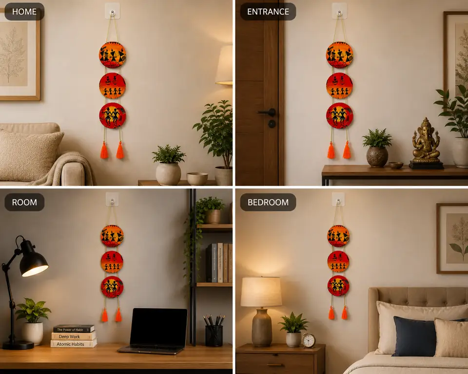 Anayat Warli Art Wooden Hanging Wall Decor - Image 5