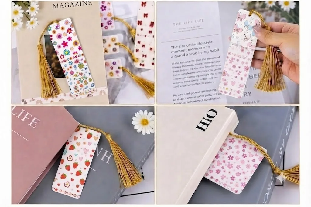 Anayat DIY Acrylic Bookmark & UV DTF Sticker Set of 5 – Floral Botanical Pastel - Image 6