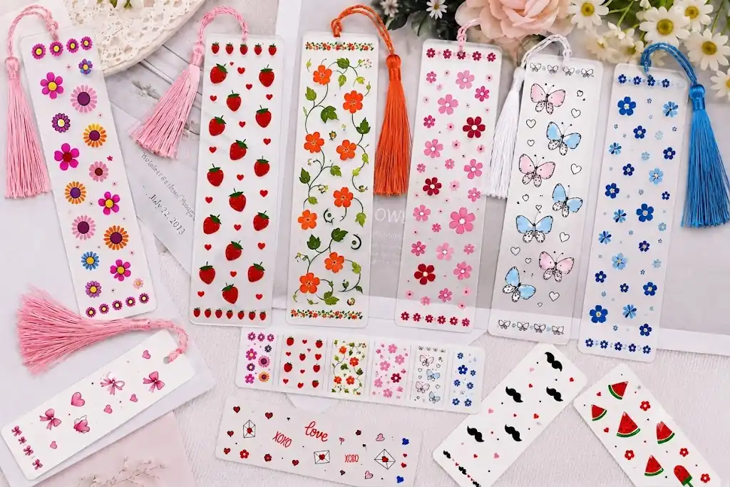 Anayat DIY Acrylic Bookmark & UV DTF Sticker Set of 5 – Floral Botanical Pastel - Image 7
