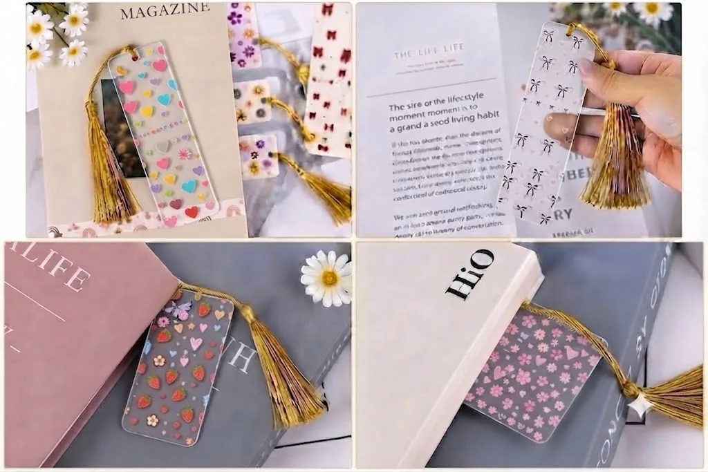 Anayat DIY Acrylic Bookmark & UV DTF Sticker Set of 5 – Kawaii Floral & Fruits - Image 6
