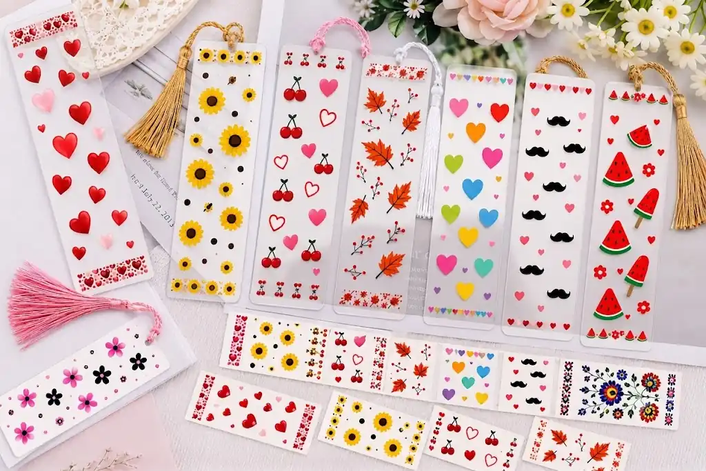 Anayat DIY Acrylic Bookmark & UV DTF Sticker Set of 5 – Kawaii Floral & Fruits - Image 7