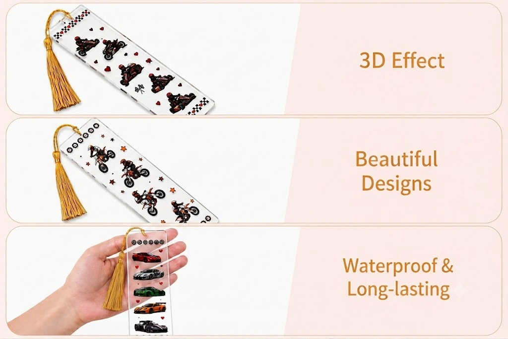 Anayat DIY Acrylic Bookmark & UV DTF Sticker Set of 5 – Racing & Motorsport - Image 5