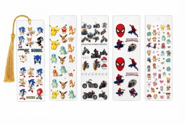 Anayat DIY Acrylic Bookmark & UV DTF Sticker Set of 5 – Cartoon & Anime-Inspired