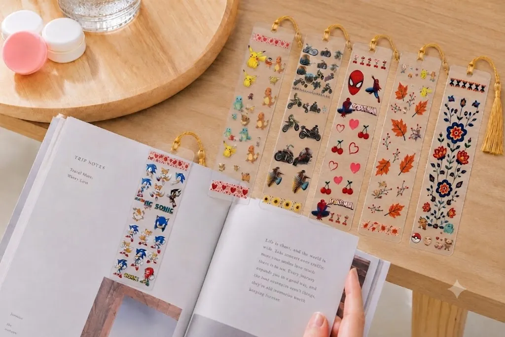 Anayat DIY Acrylic Bookmark & UV DTF Sticker Set of 5 – Cartoon & Anime-Inspired - Image 3