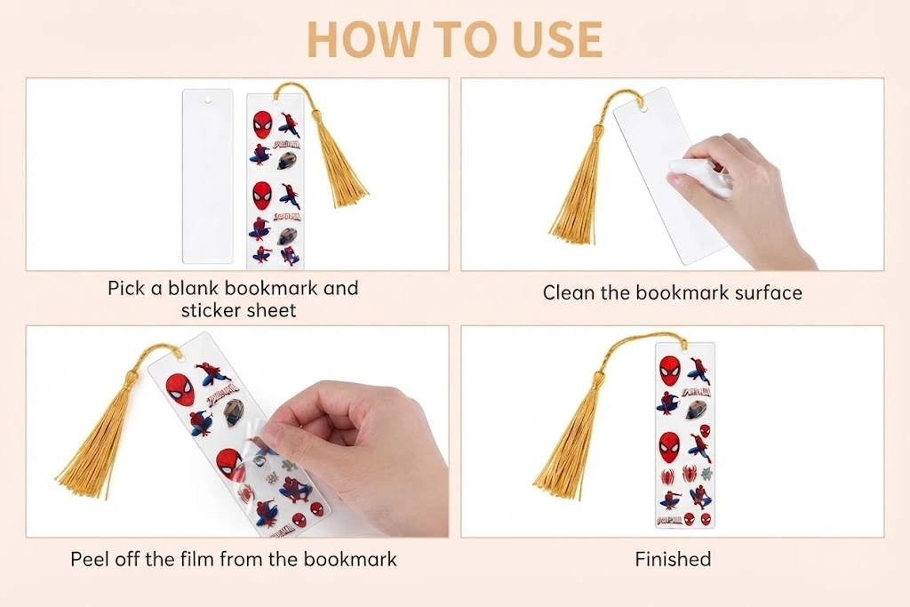 Anayat DIY Acrylic Bookmark & UV DTF Sticker Set of 5 – Cartoon & Anime-Inspired - Image 4