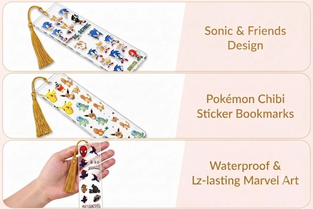 Anayat DIY Acrylic Bookmark & UV DTF Sticker Set of 5 – Cartoon & Anime-Inspired - Image 5
