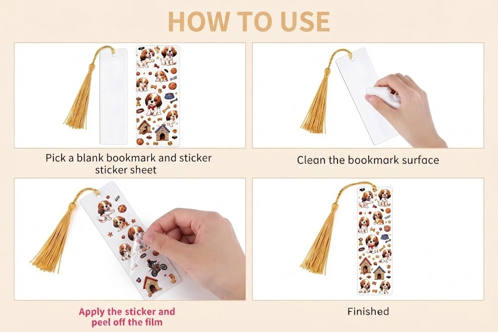 Anayat DIY Acrylic Bookmark & UV DTF Sticker Set of 5 – Kawaii Boho & Halloween - Image 4