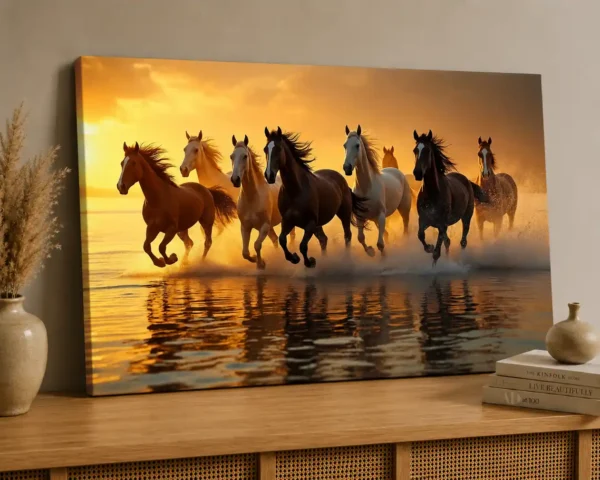 Anayat Horses at Sunset Beach Canvas