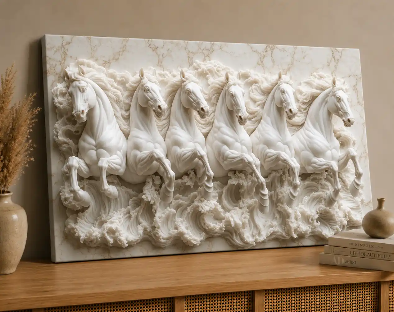 Anayat Seven White Horses Canvas