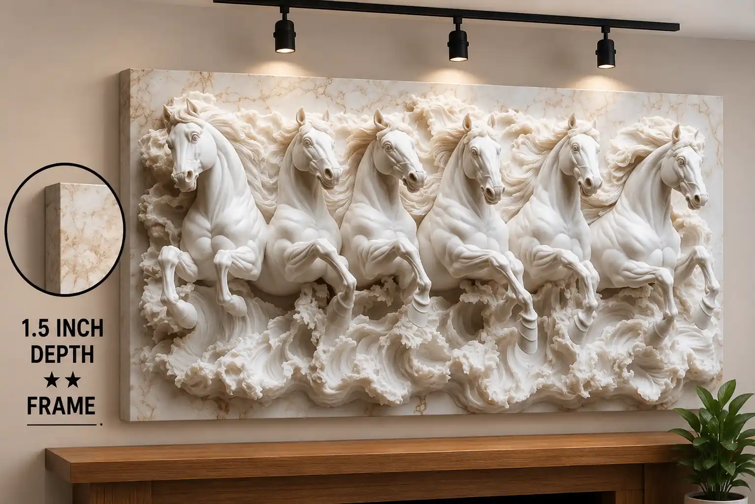 Anayat Seven White Horses Canvas - Image 2