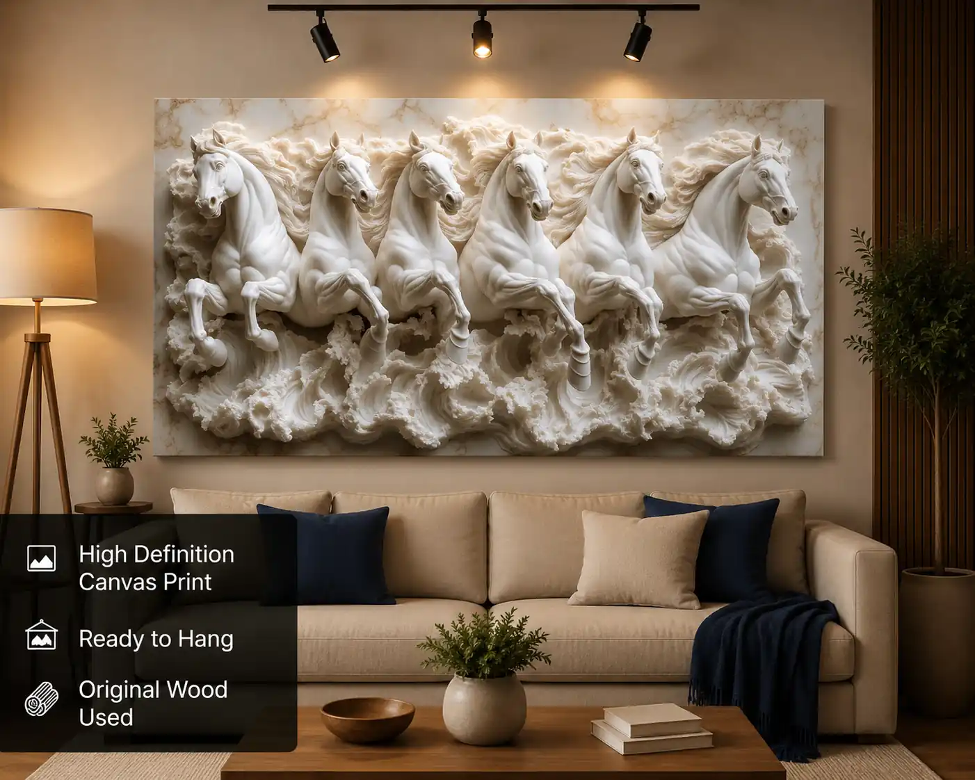 Anayat Seven White Horses Canvas - Image 3