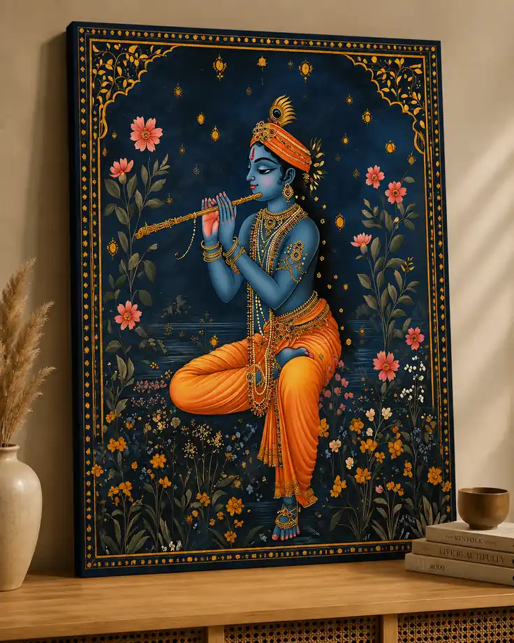 Anayat Lord Krishna Flute Canvas