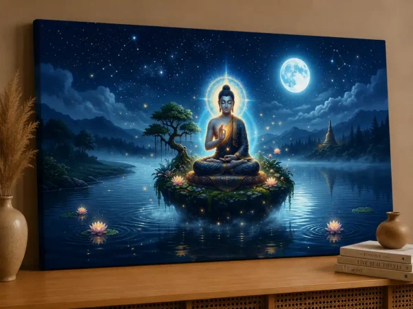 Anayat Moonlit Buddha Meditation Canvas