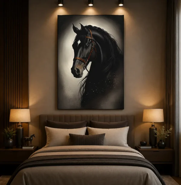 Anayat Majestic Black Horse Canvas