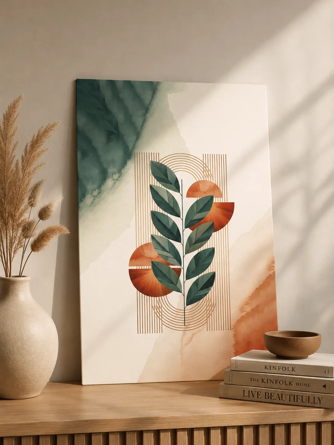 Anayat Geometric Botanical Harmony Canvas - Image 2