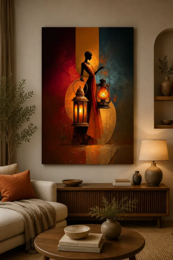 Anayat Woman with Glowing Lanterns Canvas