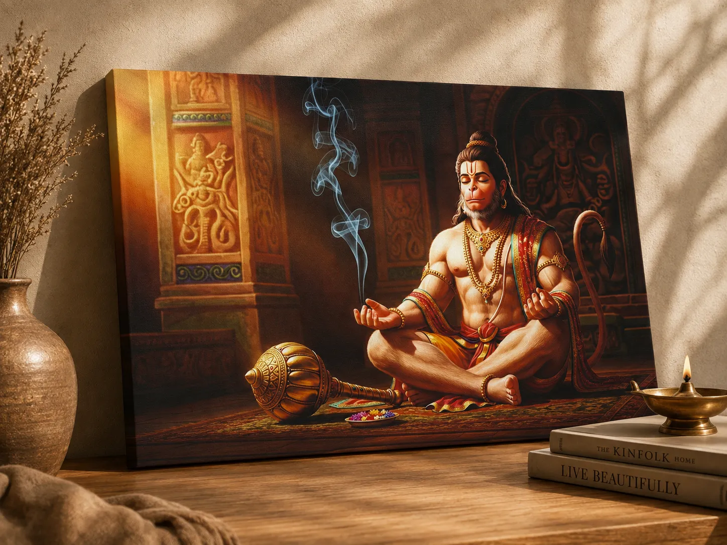 Anayat Lord Hanuman Meditation Canvas