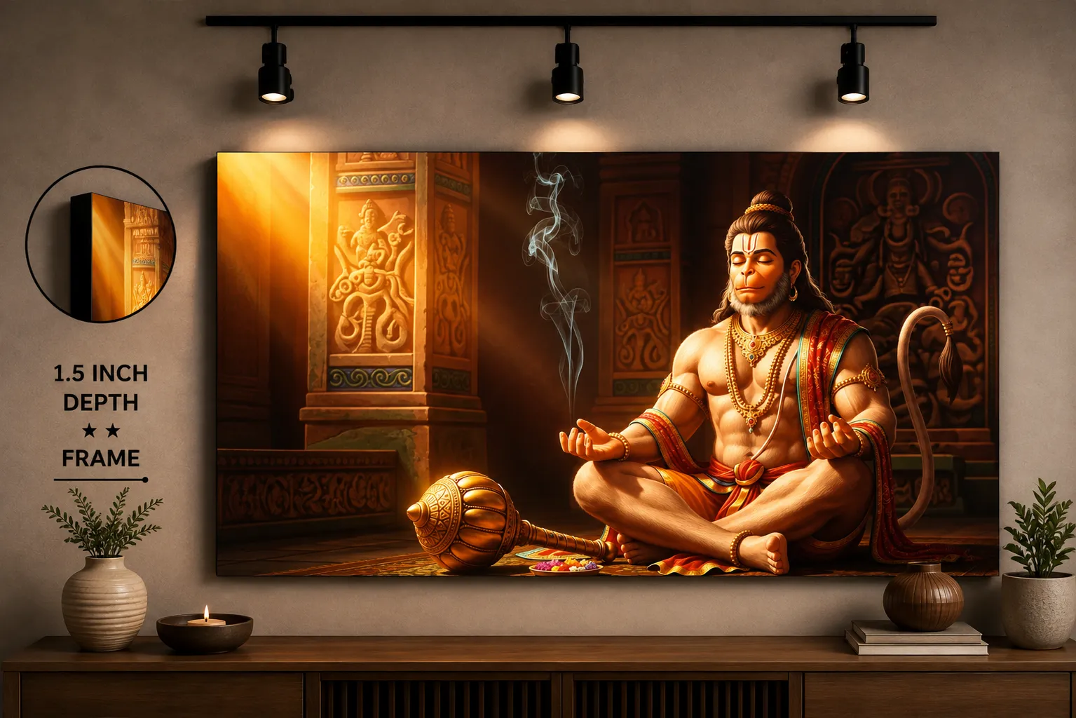 Anayat Lord Hanuman Meditation Canvas - Image 3