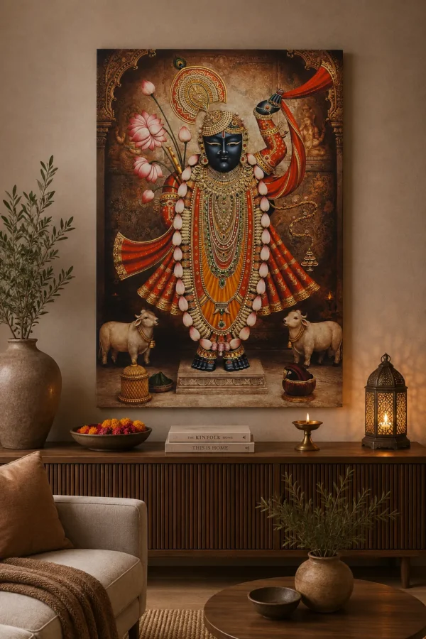 Anayat Lord Krishna Temple Darshan Canvas