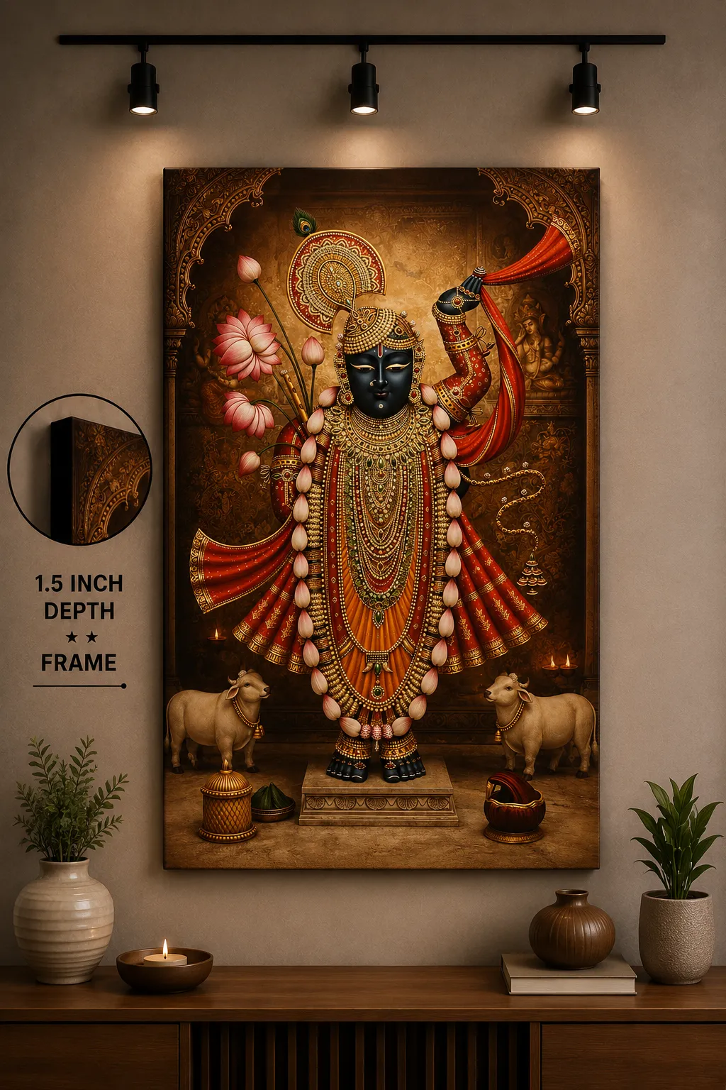 Anayat Lord Krishna Temple Darshan Canvas - Image 3