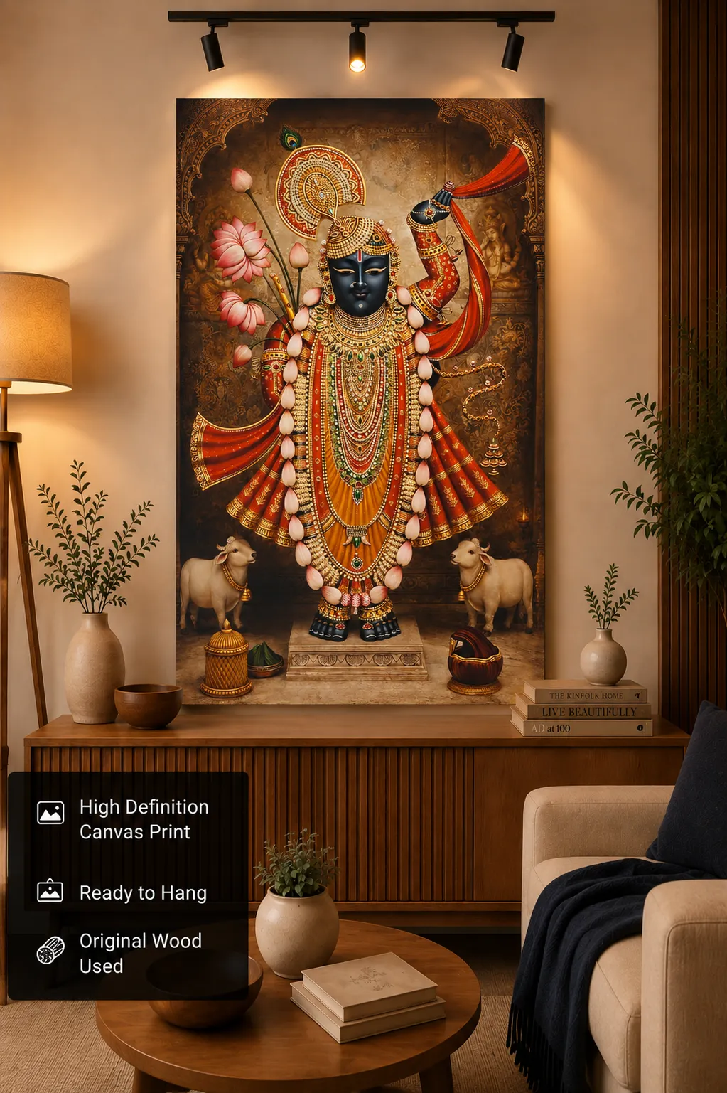 Anayat Lord Krishna Temple Darshan Canvas - Image 4