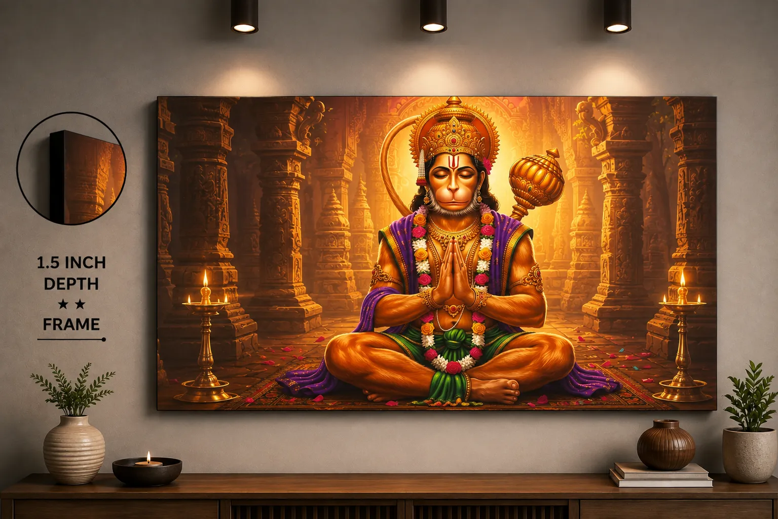 Anayat Meditative Hanuman Devotional Canvas - Image 3
