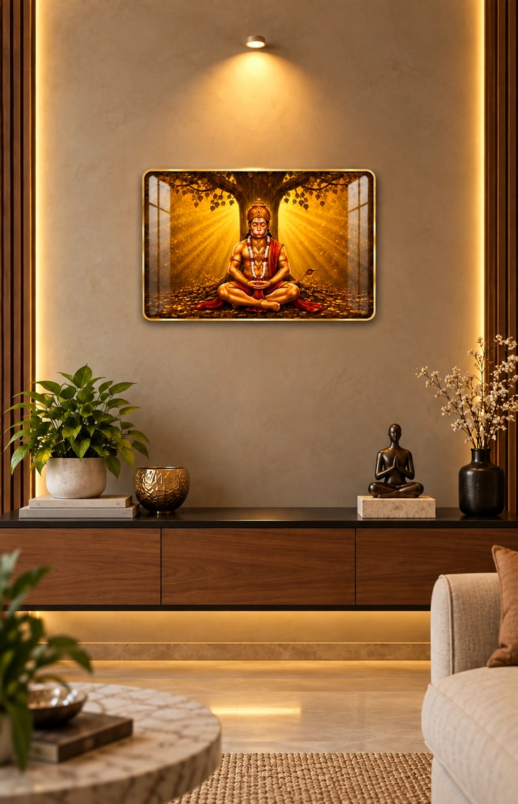 Anayat Wood Glass Finish Wall Art – Spiritual Devotional Meditation