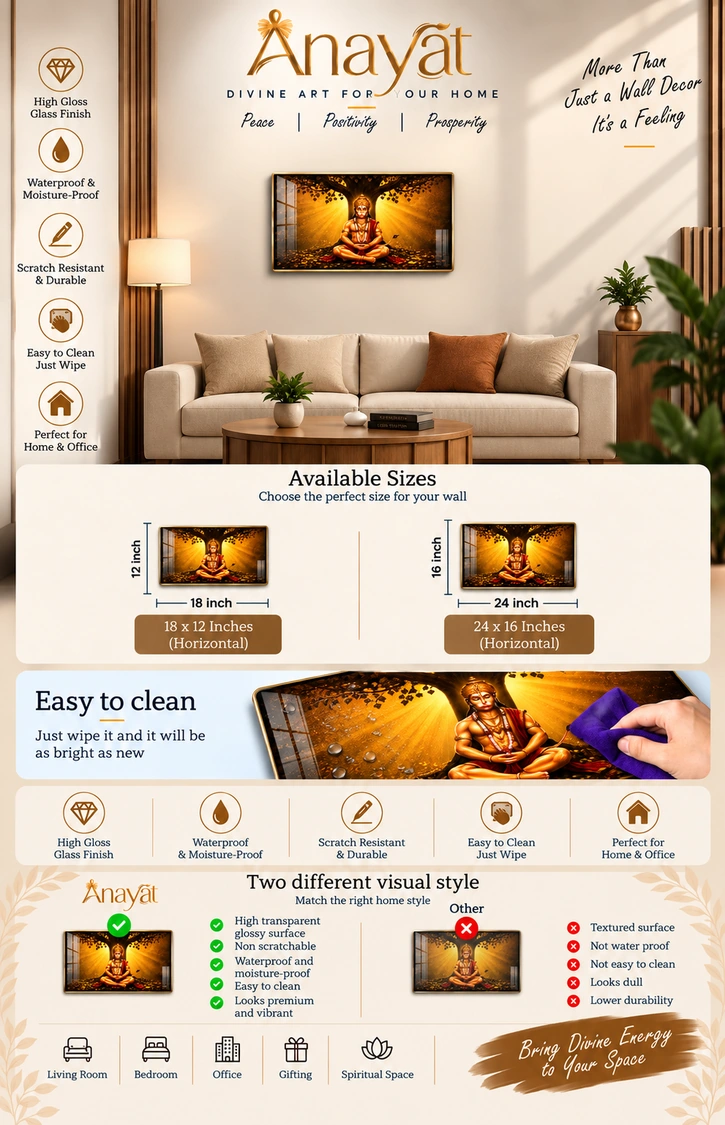 Anayat Wood Glass Finish Wall Art – Spiritual Devotional Meditation - Image 2