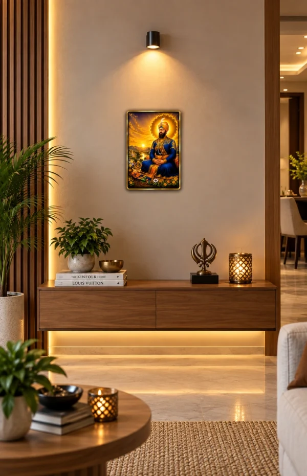 Anayat Wood Glass Finish Wall Art – Golden Frame Decorative Portrait