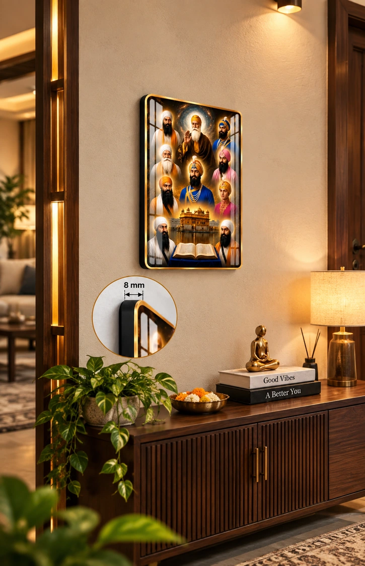 Anayat Wood Glass Finish Wall Art – Sikh Spiritual Devotion - Image 3
