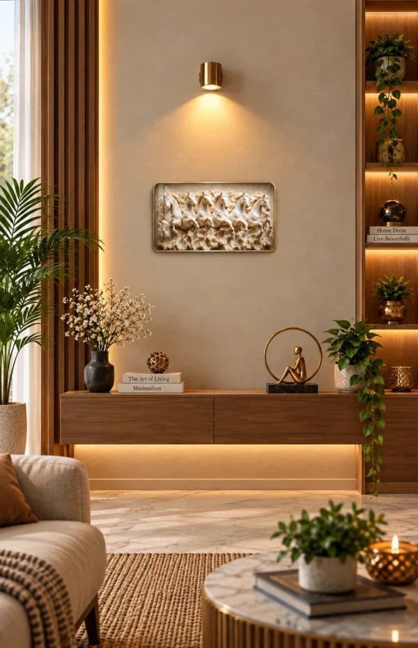 Anayat Wood Glass Finish Wall Art – Seven White Horses