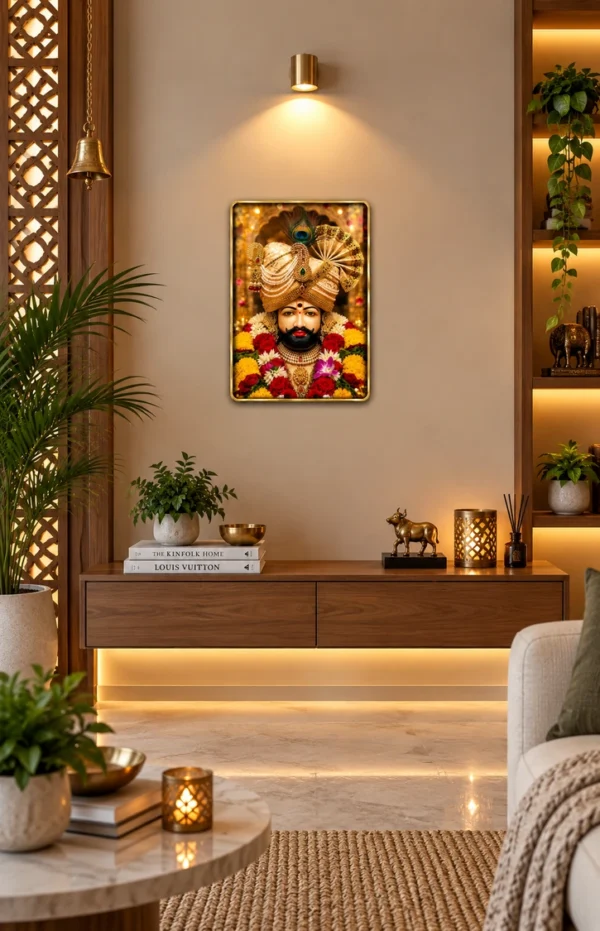 Anayat Wood Glass Finish Wall Art – Regal Divine Devotional Portrait