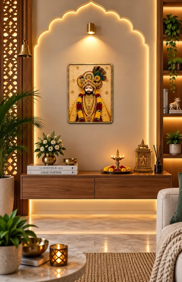 Anayat Wood Glass Finish Wall Art – Royal Divine Ceremonial Portrait