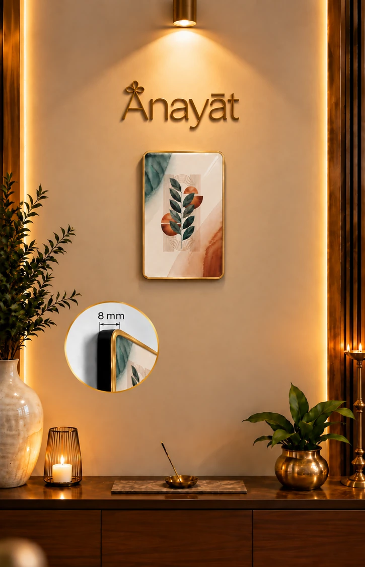 Anayat Wood Glass Finish Wall Art – Geometric Botanical Harmony - Image 3