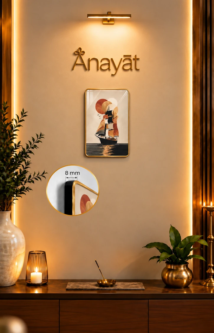 Anayat Wood Glass Finish Wall Art – Abstract Sailing Journey - Image 3