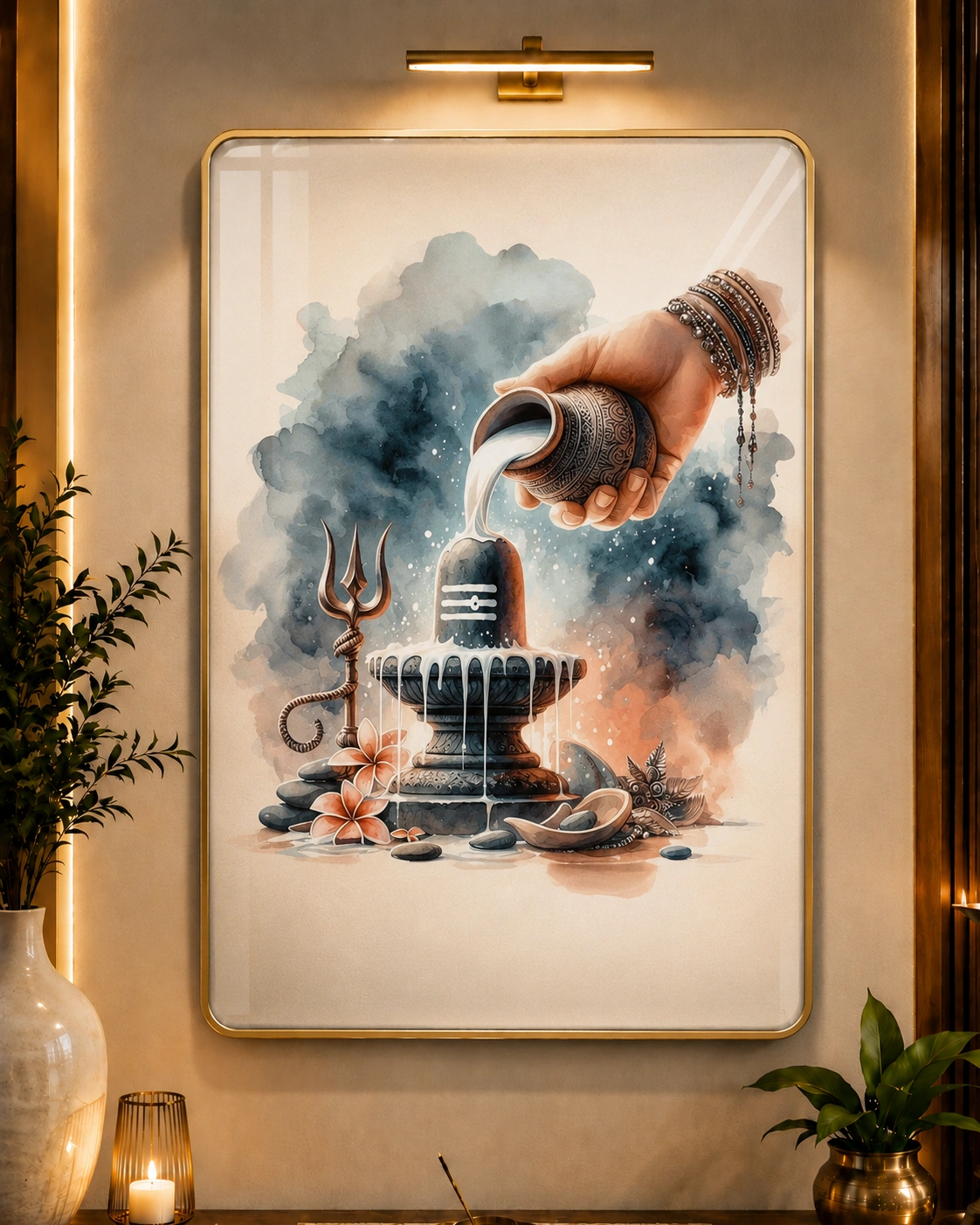 Anayat Wood Glass Finish Wall Art – Shiva Abhishekam Devotion - Image 3