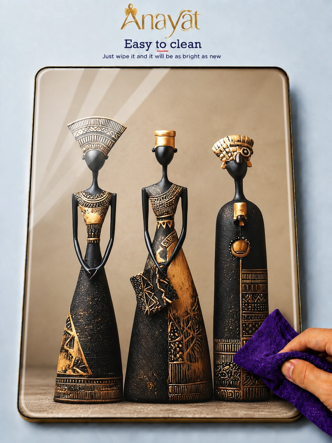 Anayat Wood Glass Finish Wall Art – African Tribal Heritage - Image 5