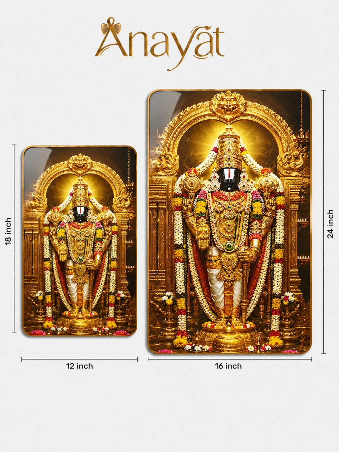 Anayat Wood Glass Finish Wall Art – Lord Venkateswara Temple Worship - Image 4