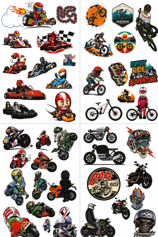 Anayat UV DTF Cup Wrap Transfer Stickers – 4 Sheets Racing, Motorcycle & Go-Kart