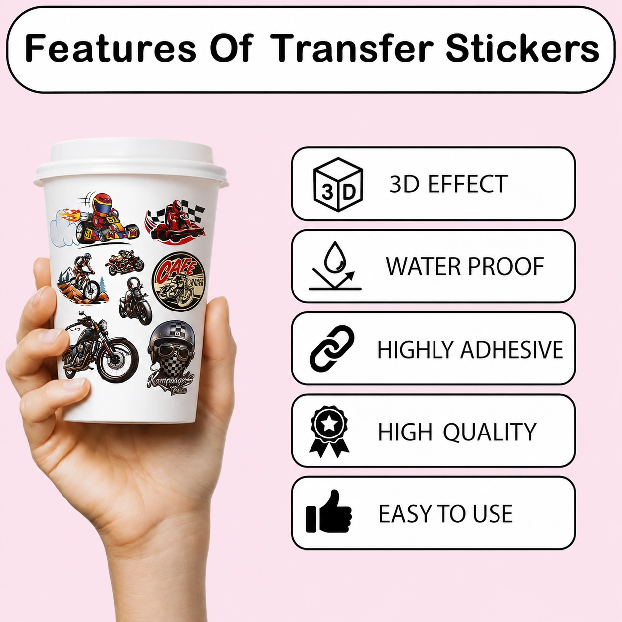 Anayat UV DTF Cup Wrap Transfer Stickers – 4 Sheets Racing, Motorcycle & Go-Kart - Image 3