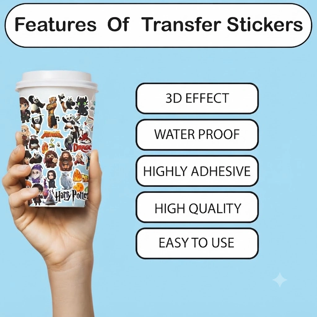 Anayat UV DTF Cup Wrap Transfer Stickers – 4 Sheets Cartoon, Fantasy & Animated Movies - Image 3